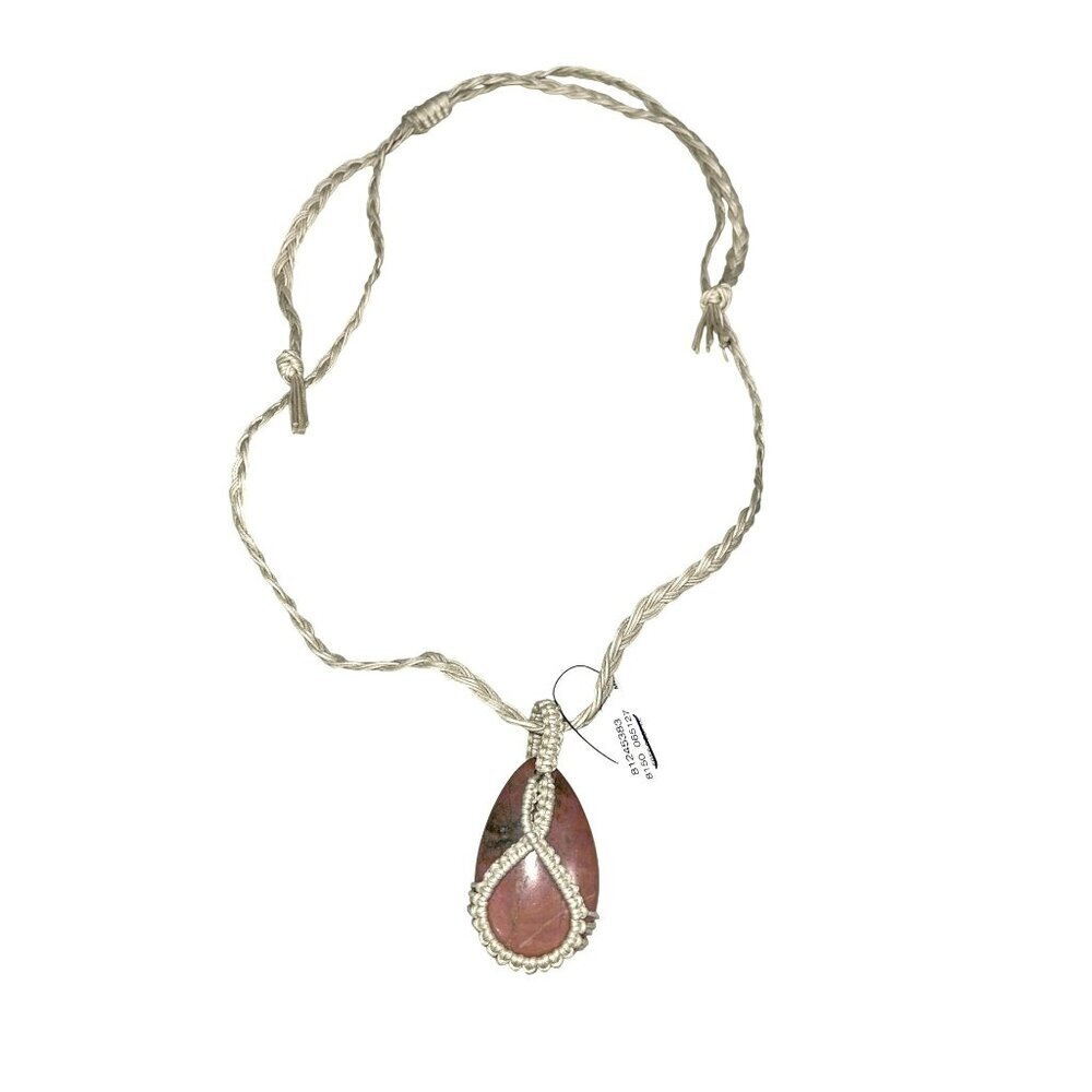 Free People Macrame Stone Teardrop Pendant Necklace New